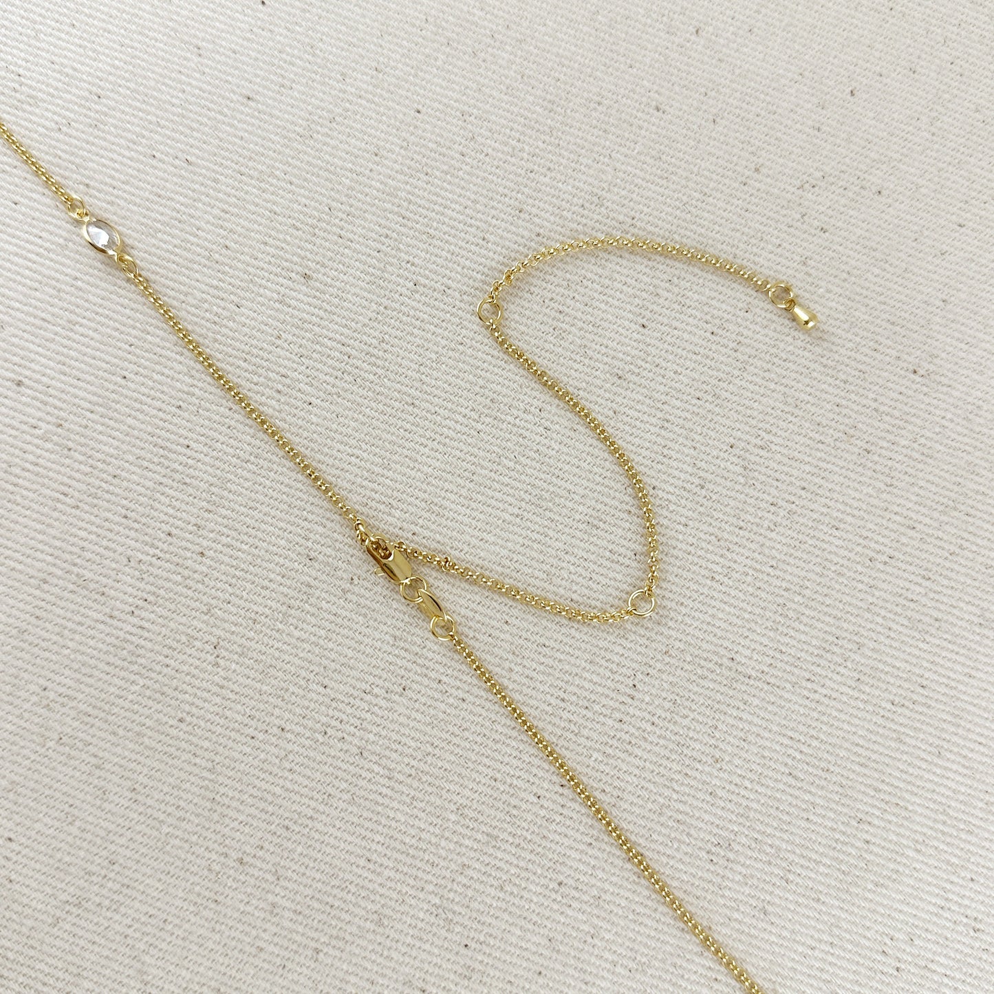 18k Gold Filled Oval CZ Bezel Belly Chain