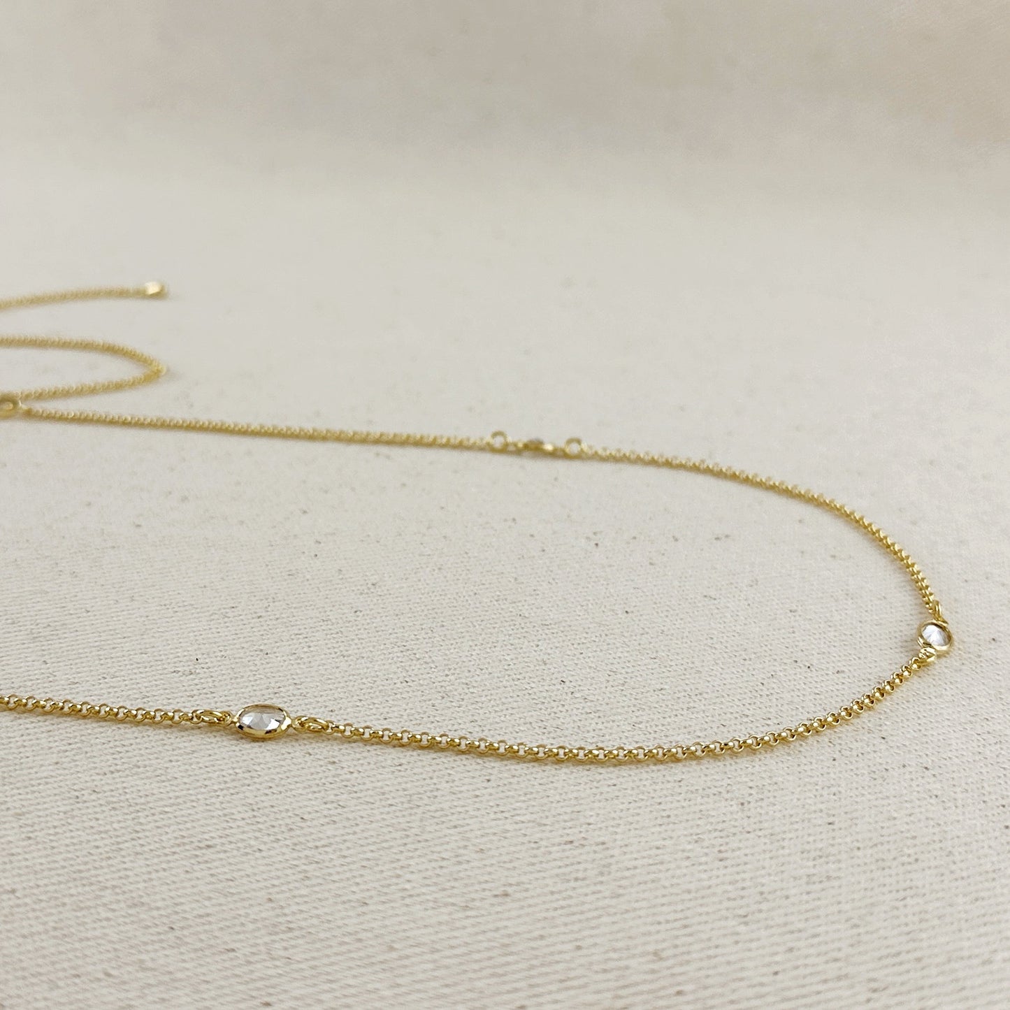 18k Gold Filled Oval CZ Bezel Belly Chain