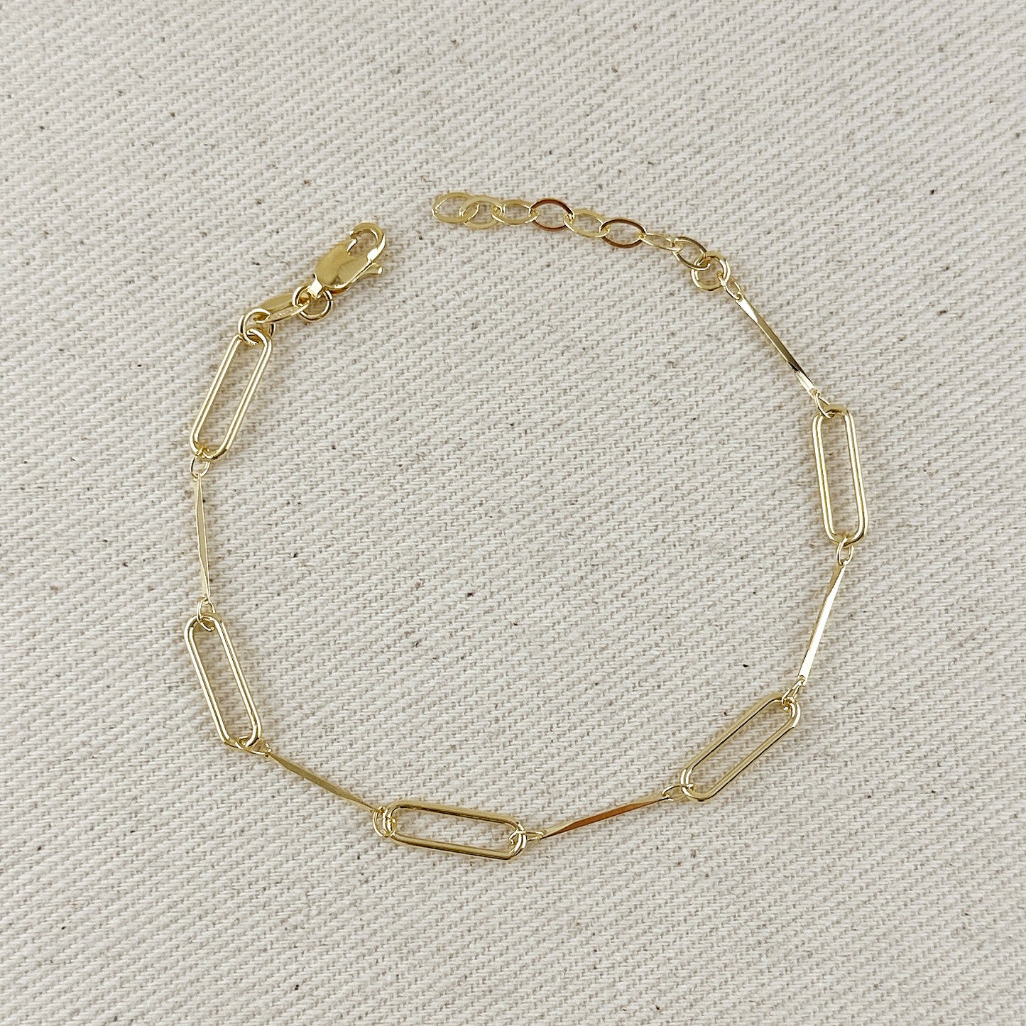 18k Gold Filled Paperclip & Straw Bracelet