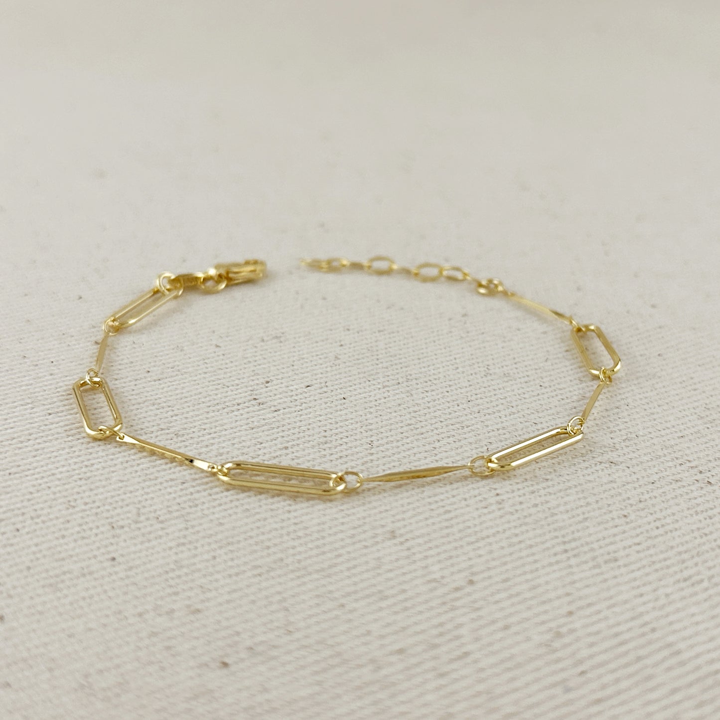 18k Gold Filled Paperclip & Straw Bracelet