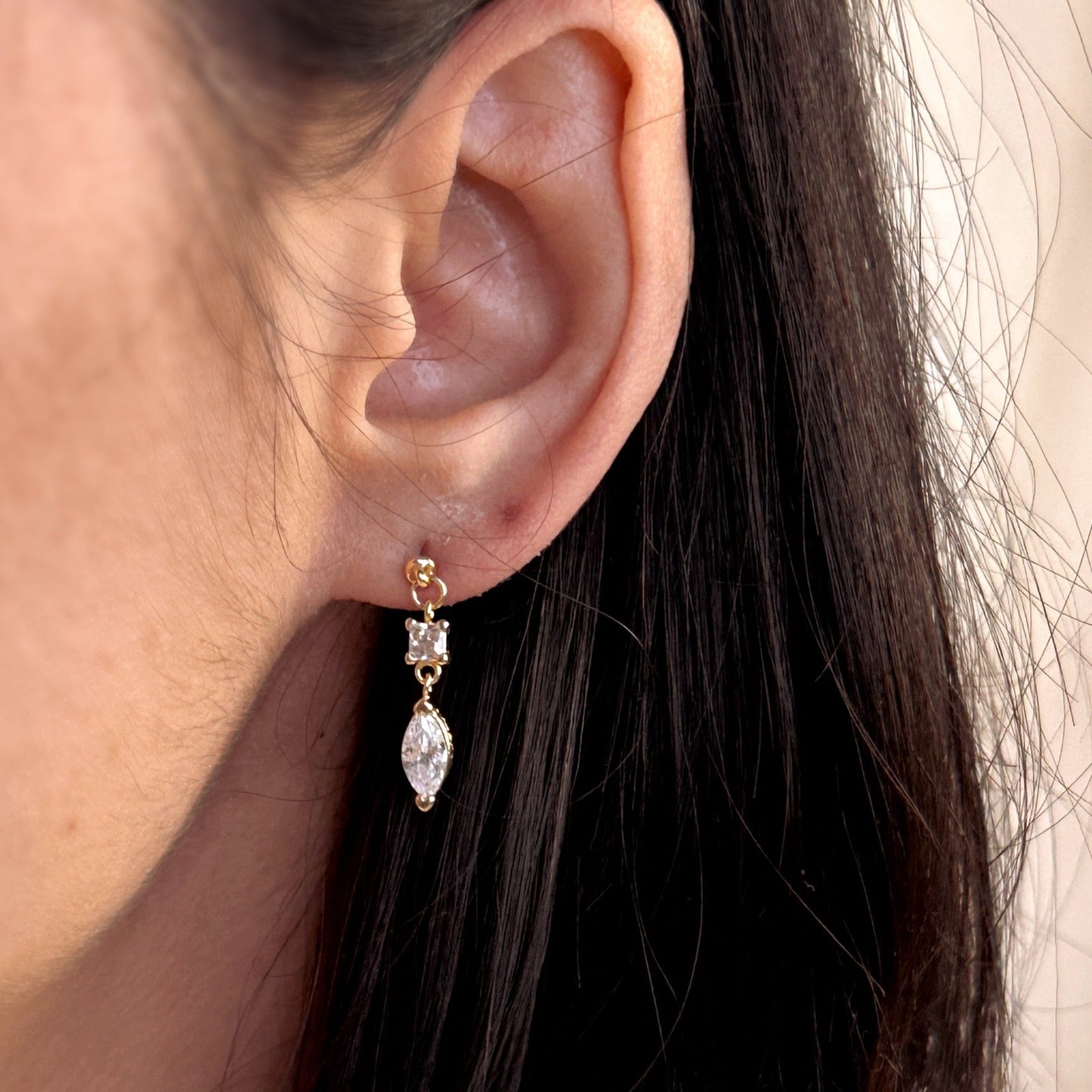 Princess Cut Dangling Earrings | CZ Diamond Drop Earrings | Luxury Statement Earrings for Women