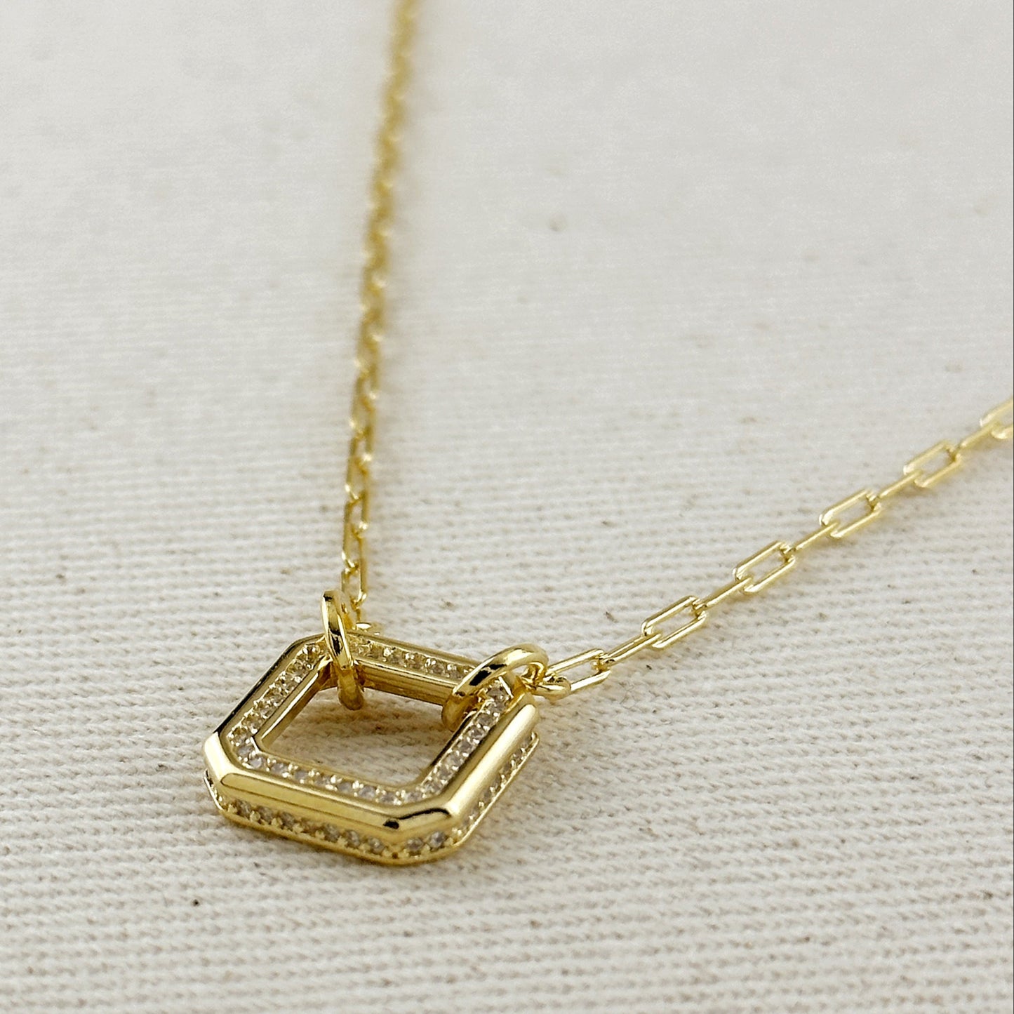 18k Gold Filled Quadratini CZ Necklace