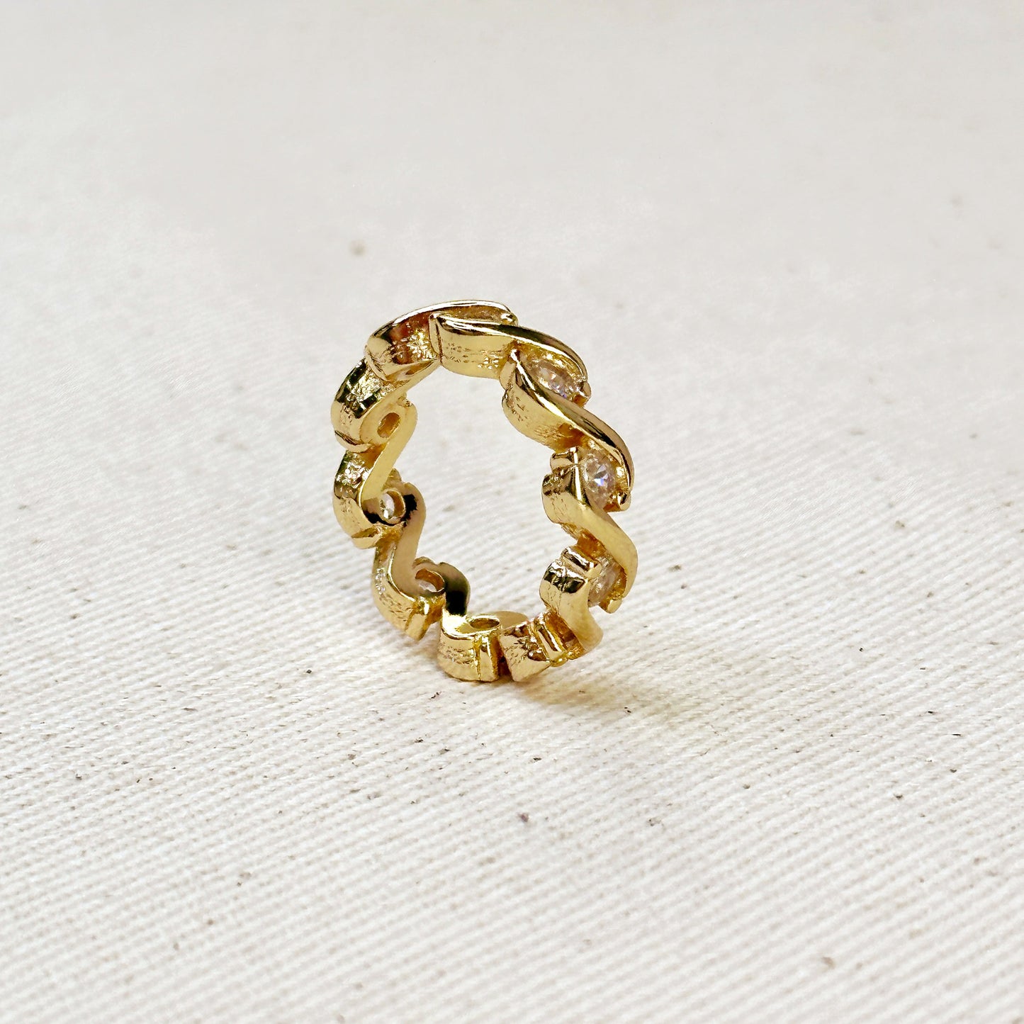 CZ Wave Eternity Band Ring for Women - Sparkling Statement Ring