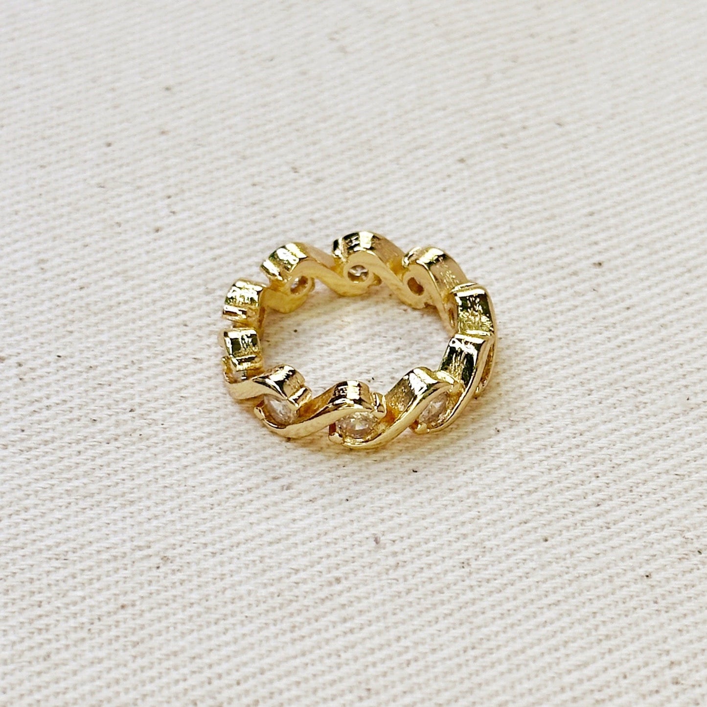 CZ Wave Eternity Band Ring for Women - Sparkling Statement Ring