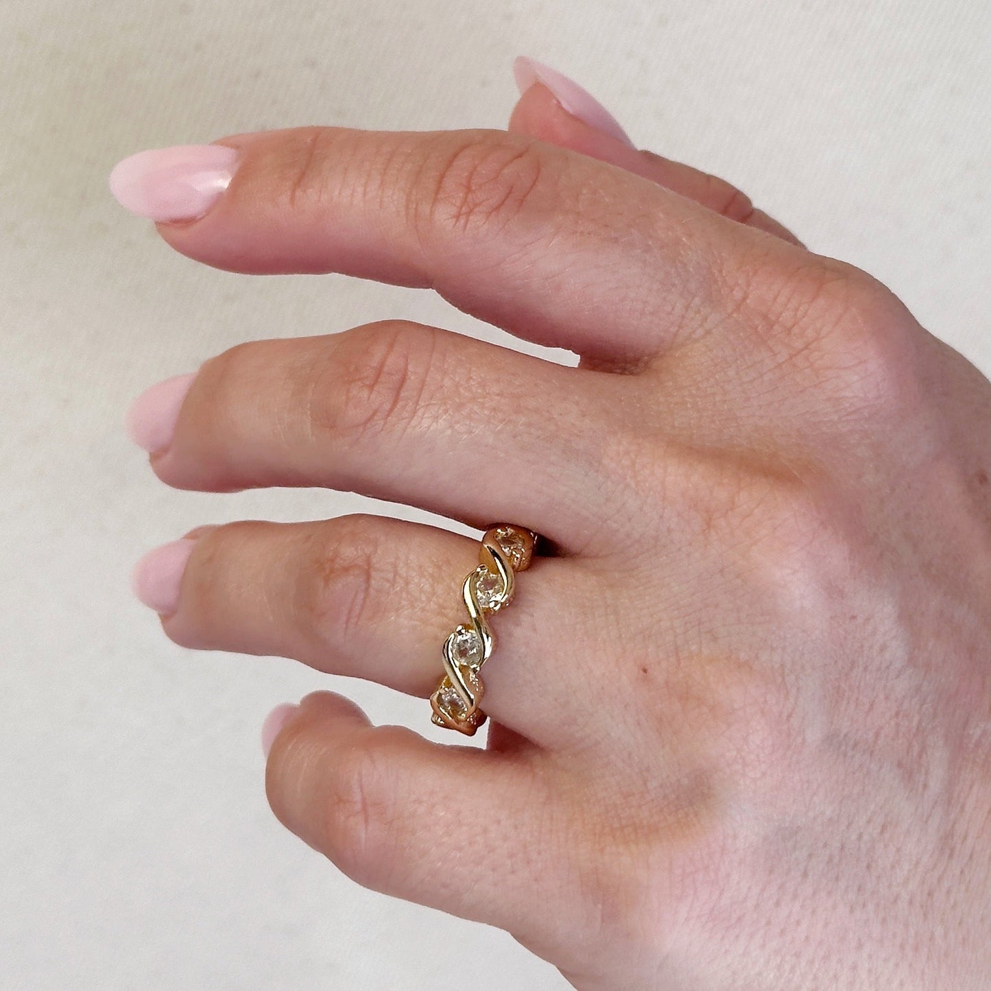 CZ Wave Eternity Band Ring for Women - Sparkling Statement Ring