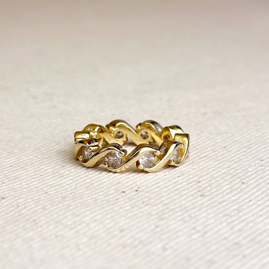 CZ Wave Eternity Band Ring for Women - Sparkling Statement Ring