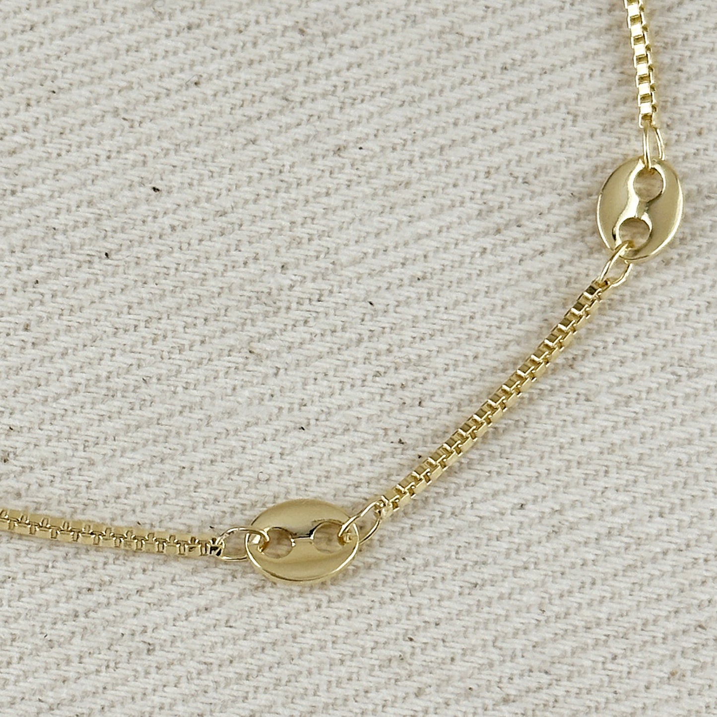 18k Gold Filled Fancy Box Chain Bracelet