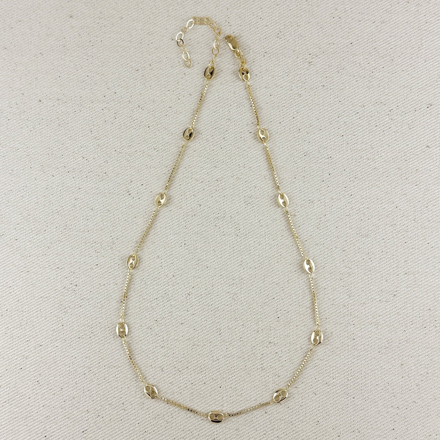 18k Gold Filled Fancy Box Chain Necklace