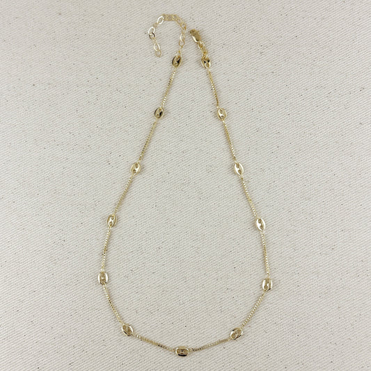 18k Gold Filled Fancy Box Chain Necklace