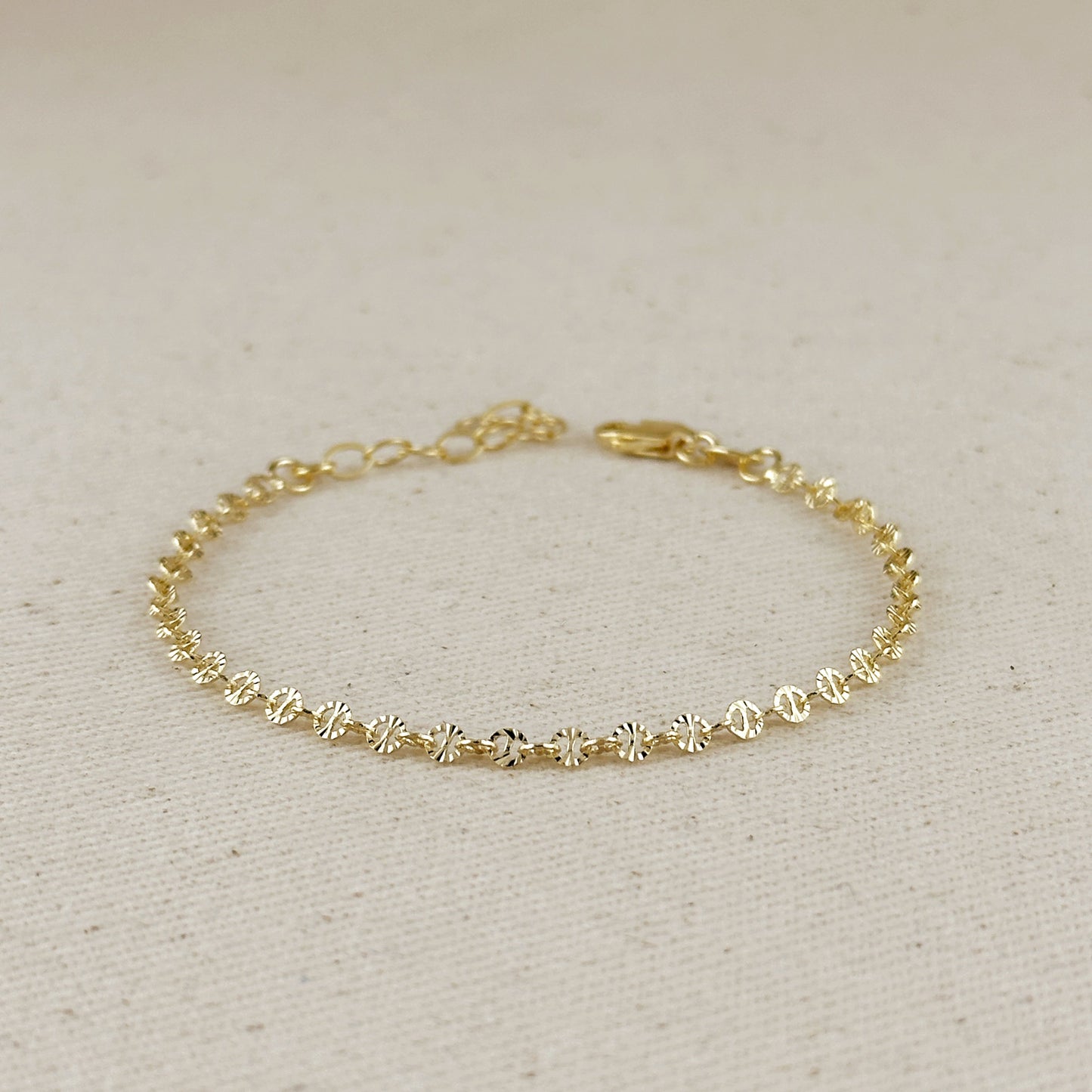 18k Gold Filled Diamond Cut Mirror Chain Bracelet