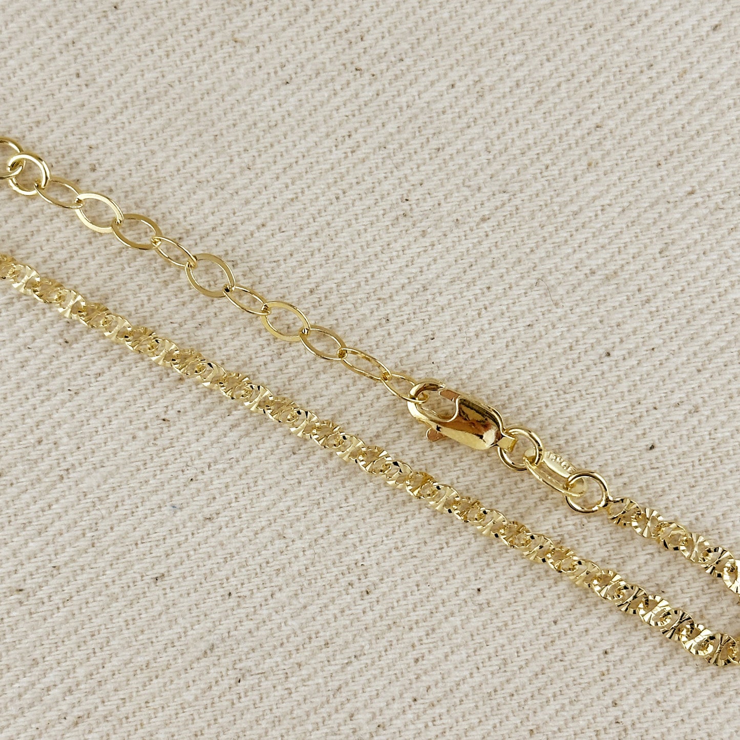 18k Gold Filled Diamond Cut Mirror Chain