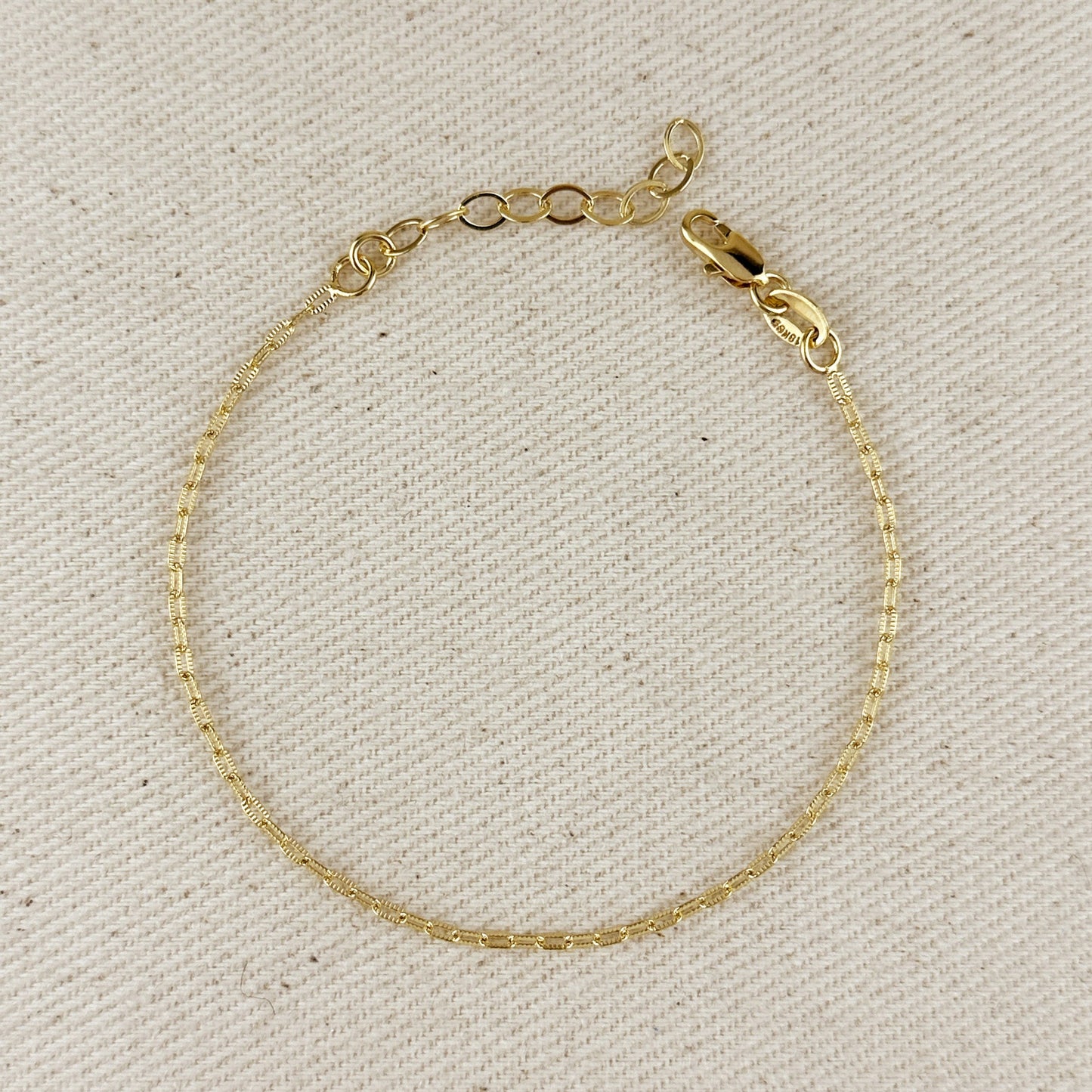 18k Gold Filled Mini Diamond Cut Paperclip Chain Bracelet