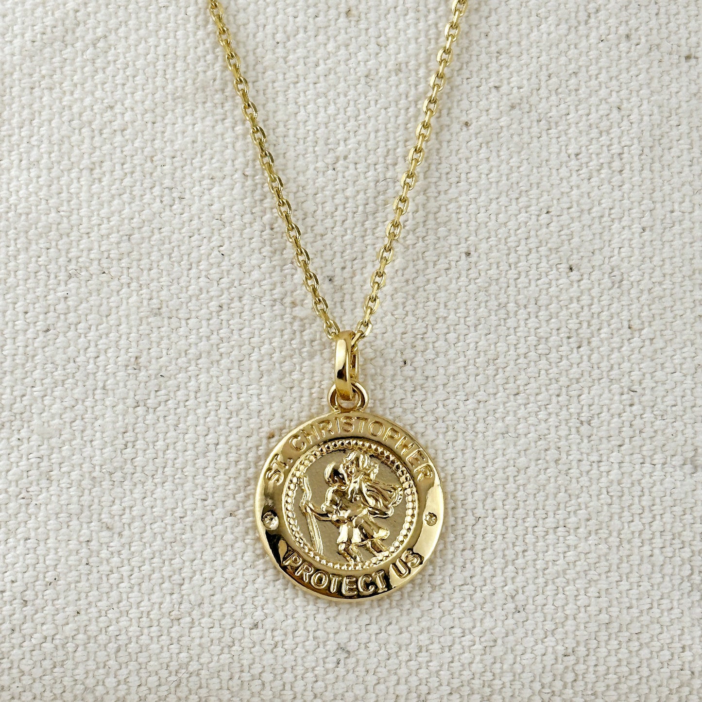 18k Gold Filled Saint Christopher Medal Pendant