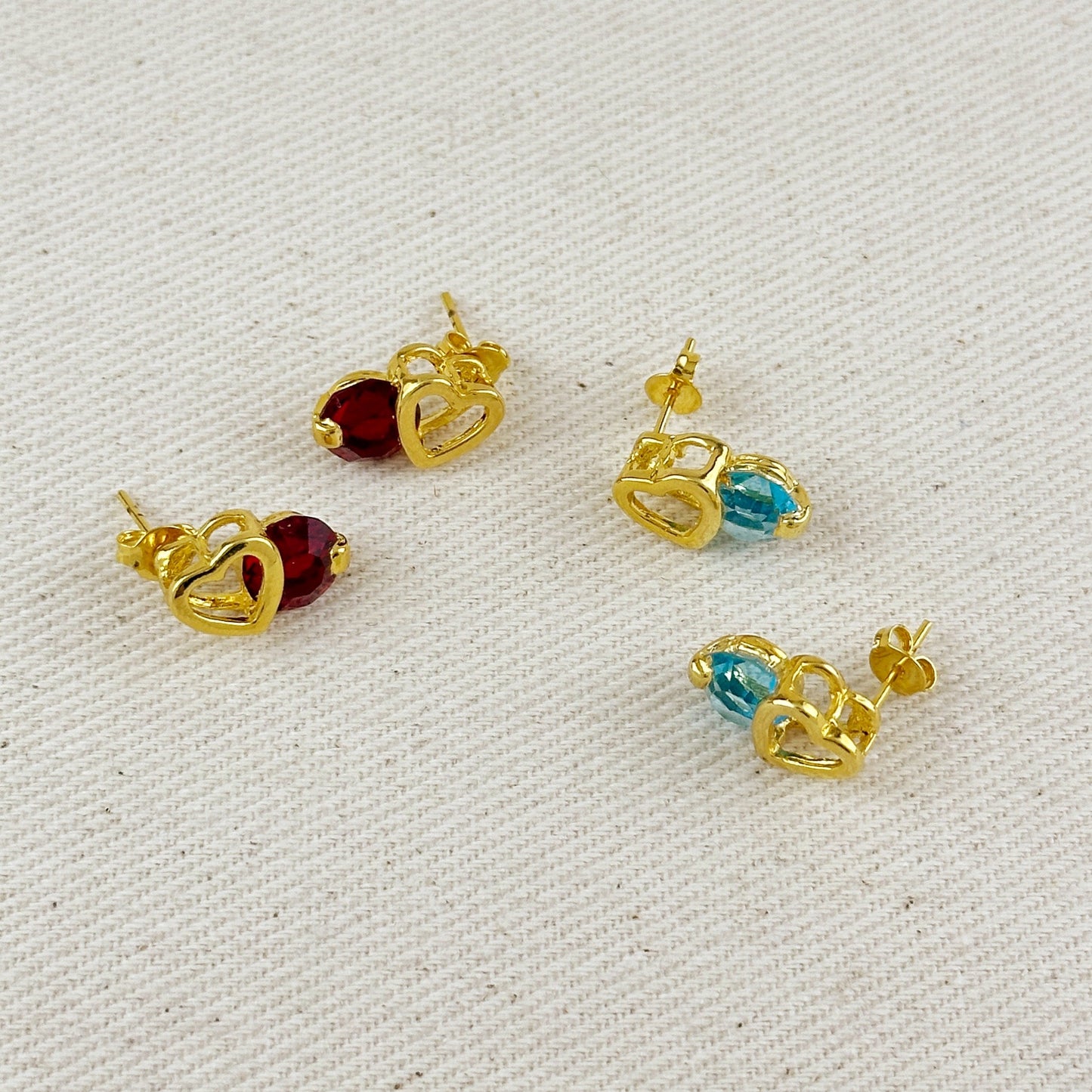 Colored Crystal Hearts Earrings