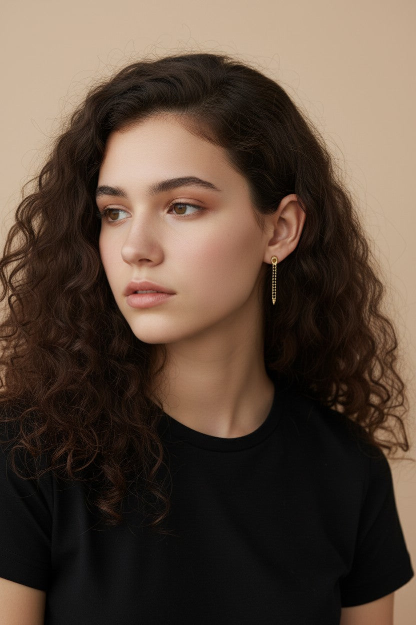 18k Gold Filled black CZ Spear Drop Earrings — Sharp, Sleek; Undeniably Modern