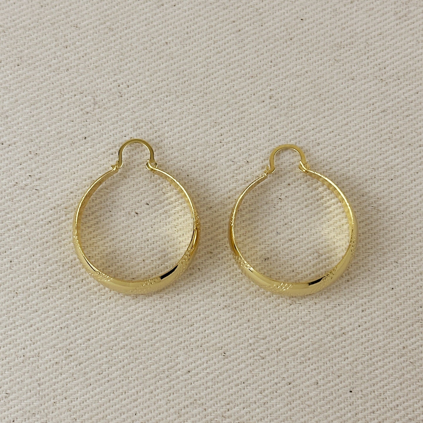 18k Gold Filled Vintage Ribbon Hoop Earrings