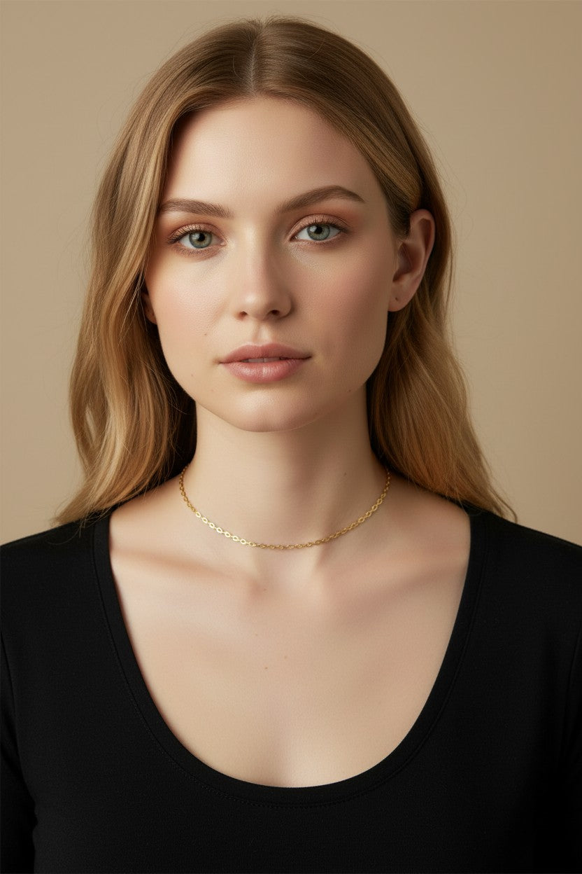 18k Gold Filled Lace Chain Choker Necklace