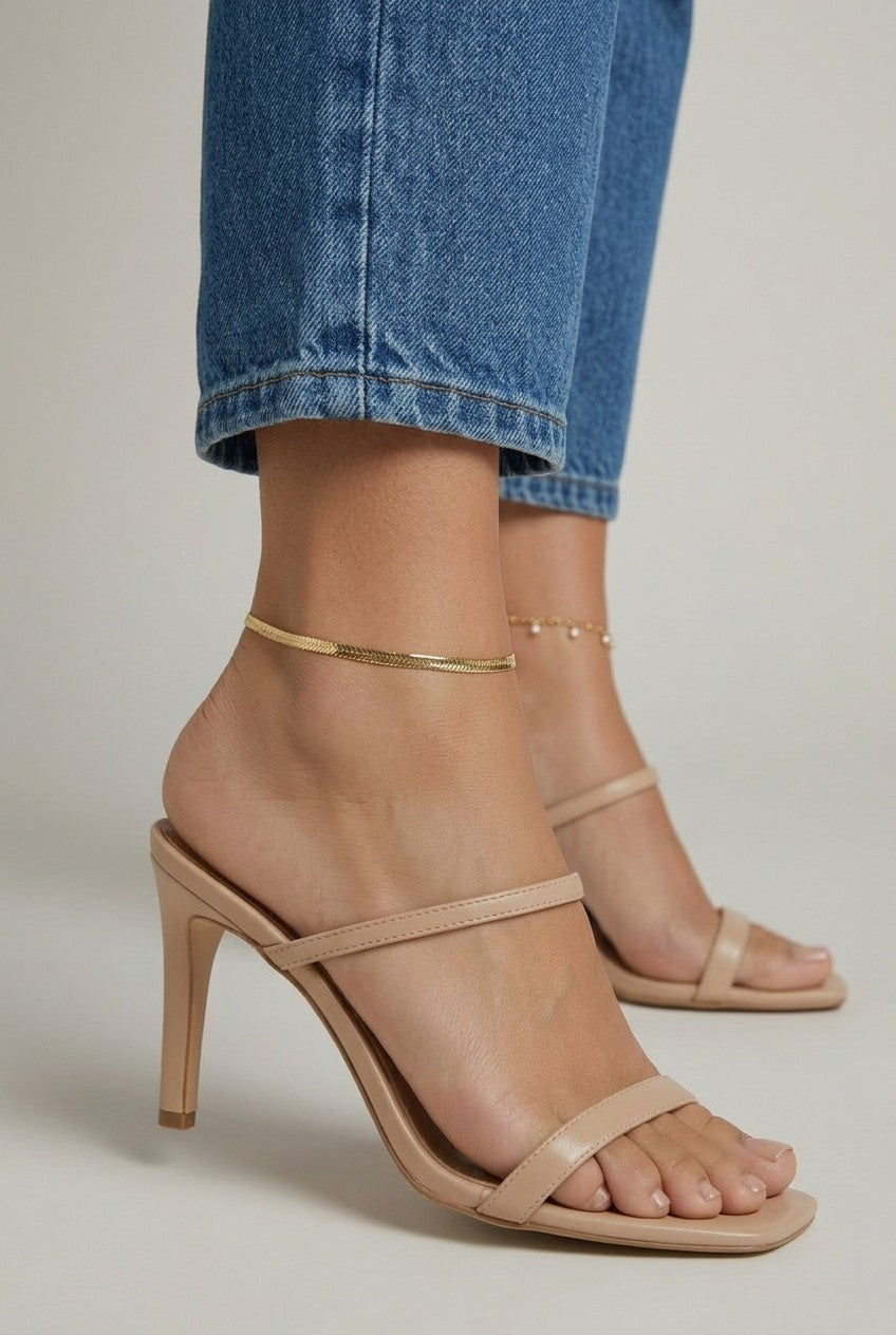 18K Gold Filled Diamond Cut Herringbone Anklet