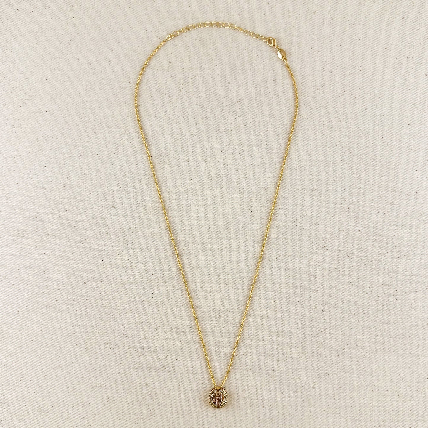 18k Gold Filled Mini Double Sided Coin Saint Benedict Necklace