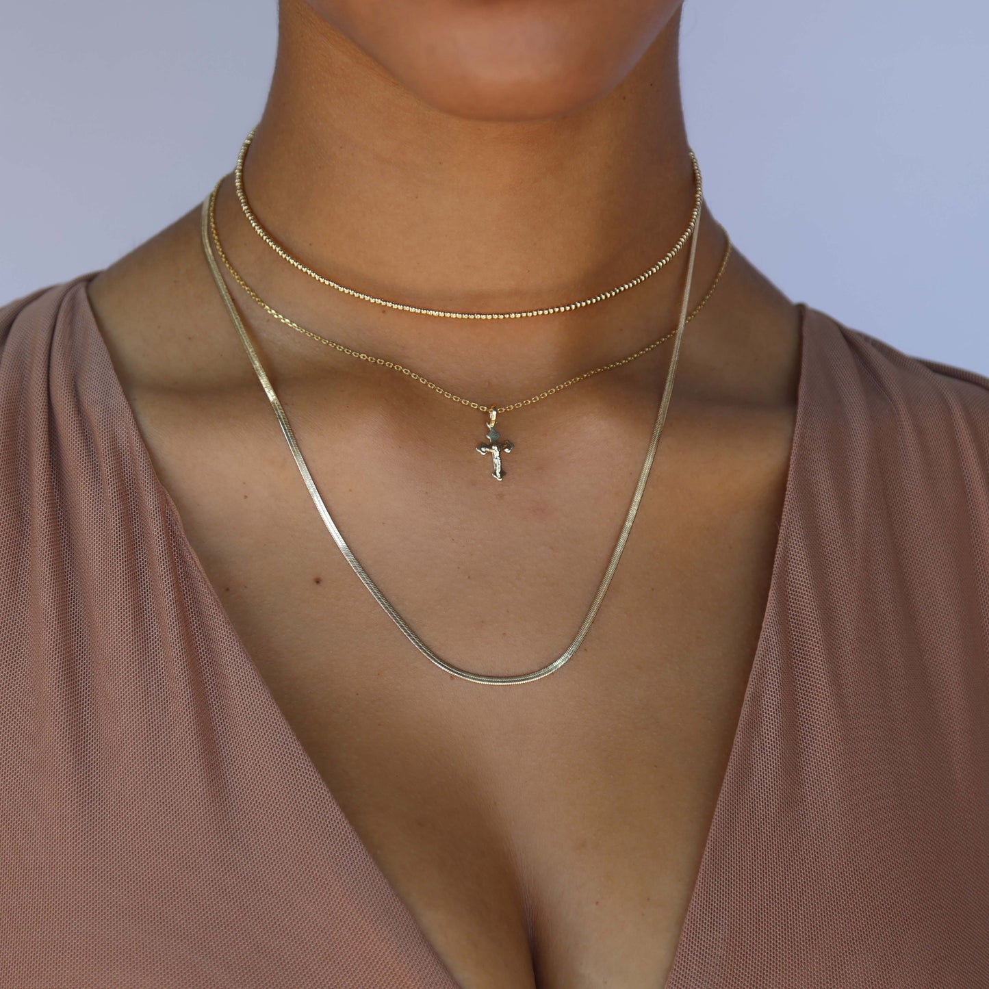 Mini Gold Crucifix Pendant for Women - Cross Necklace | Religious Jewelry