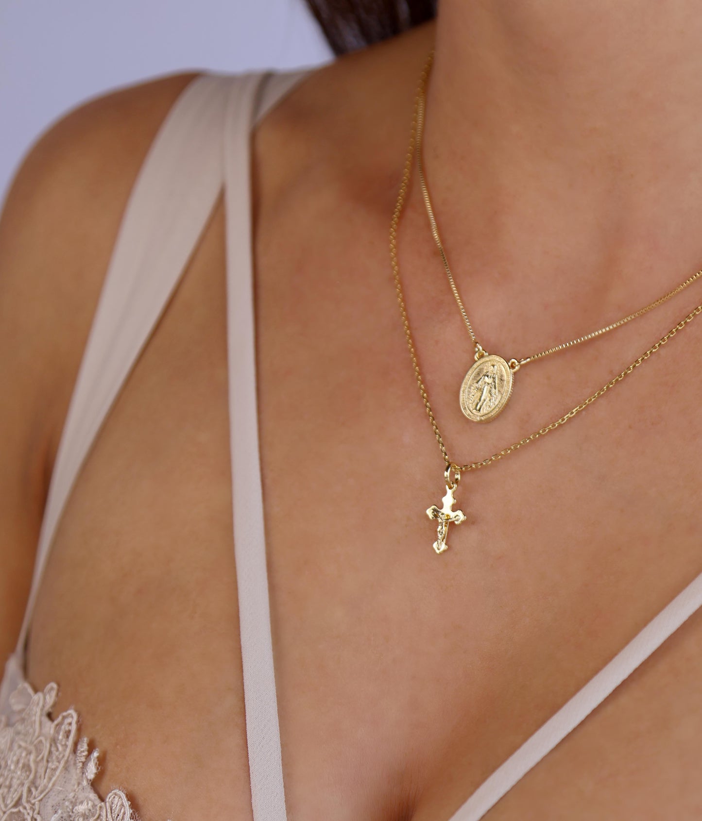 Mini Gold Crucifix Pendant for Women - Cross Necklace | Religious Jewelry