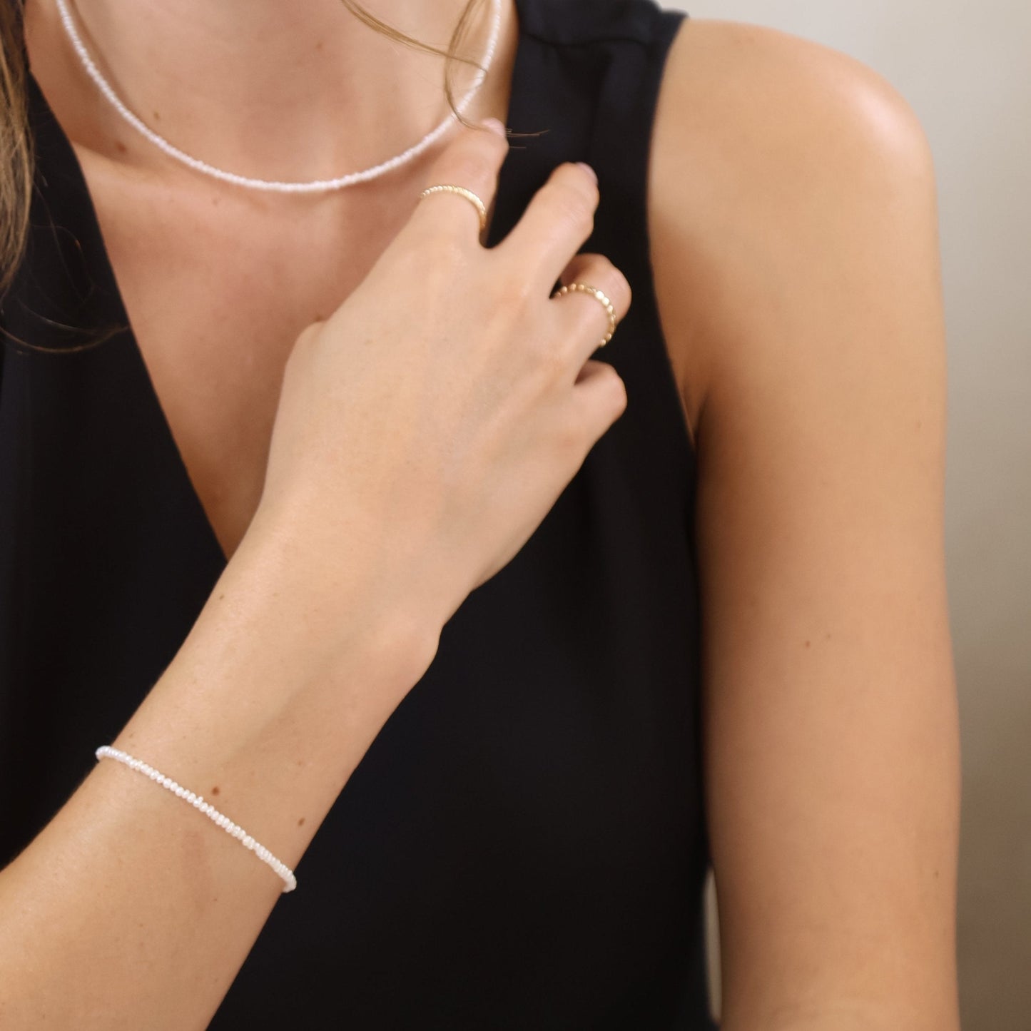 9k Gold Micro Fresh Water Pearls Bracelet