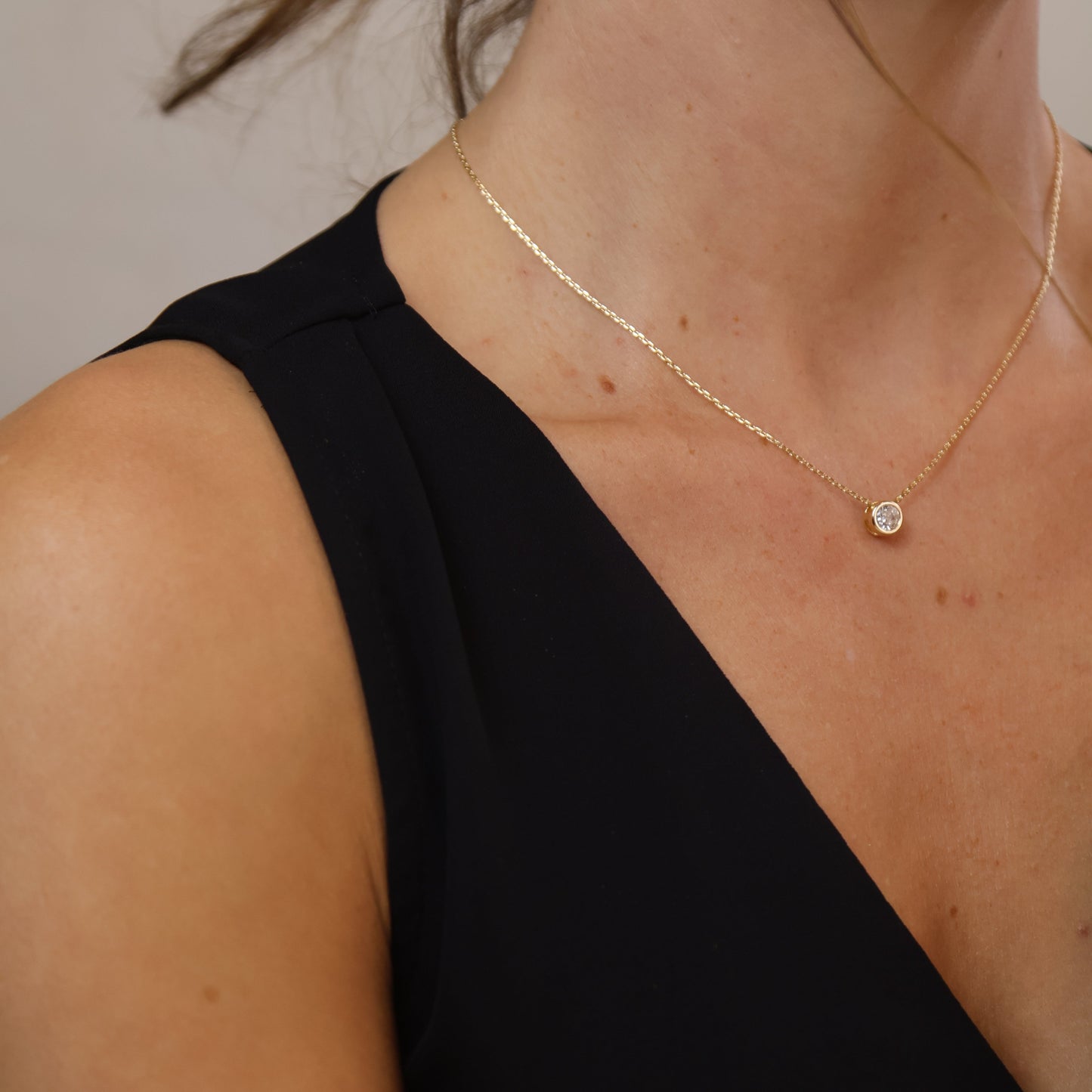 Solitaire CZ Necklace - Classic Diamond Alternative Pendant for Women