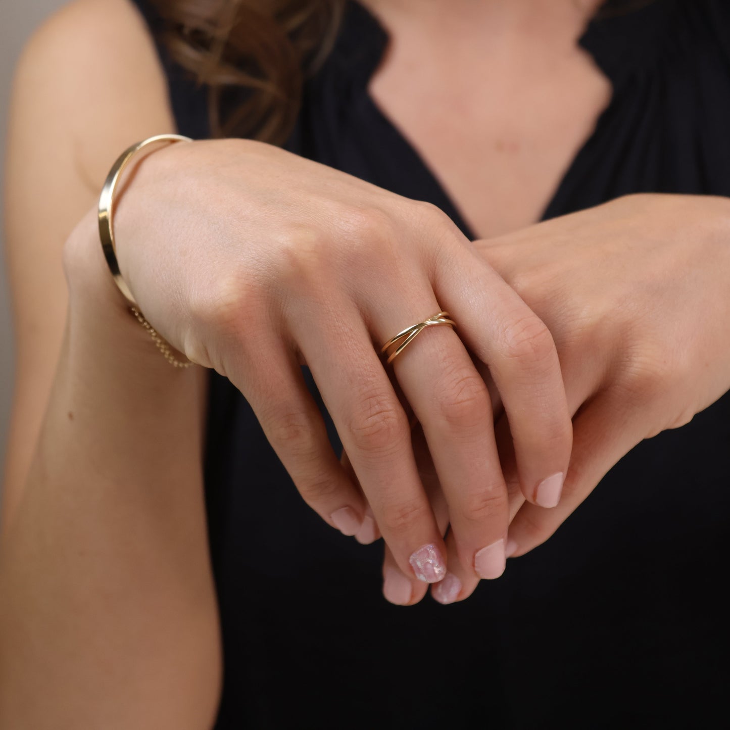 Minimalist X Ring - Modern Geometric Statement Ring for Women