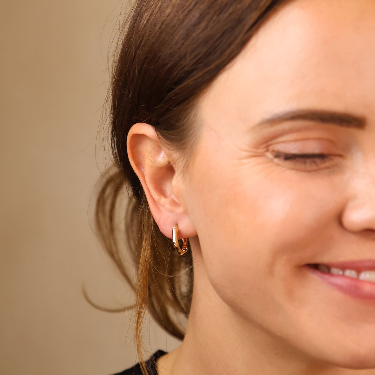 18k Gold Filled Bamboo Clicker Hoop Earrings