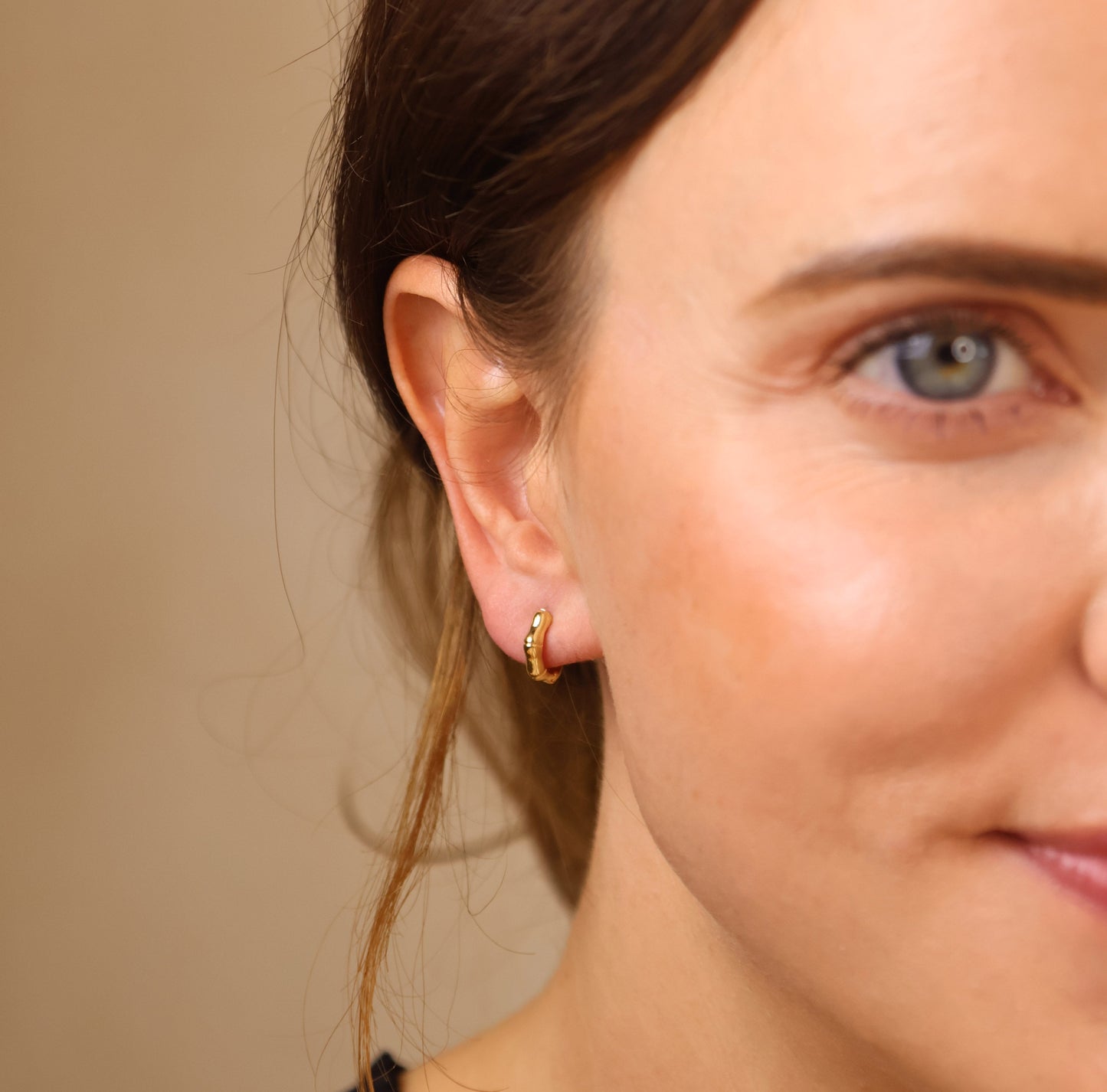 18k Gold Filled Bamboo Clicker Hoop Earrings