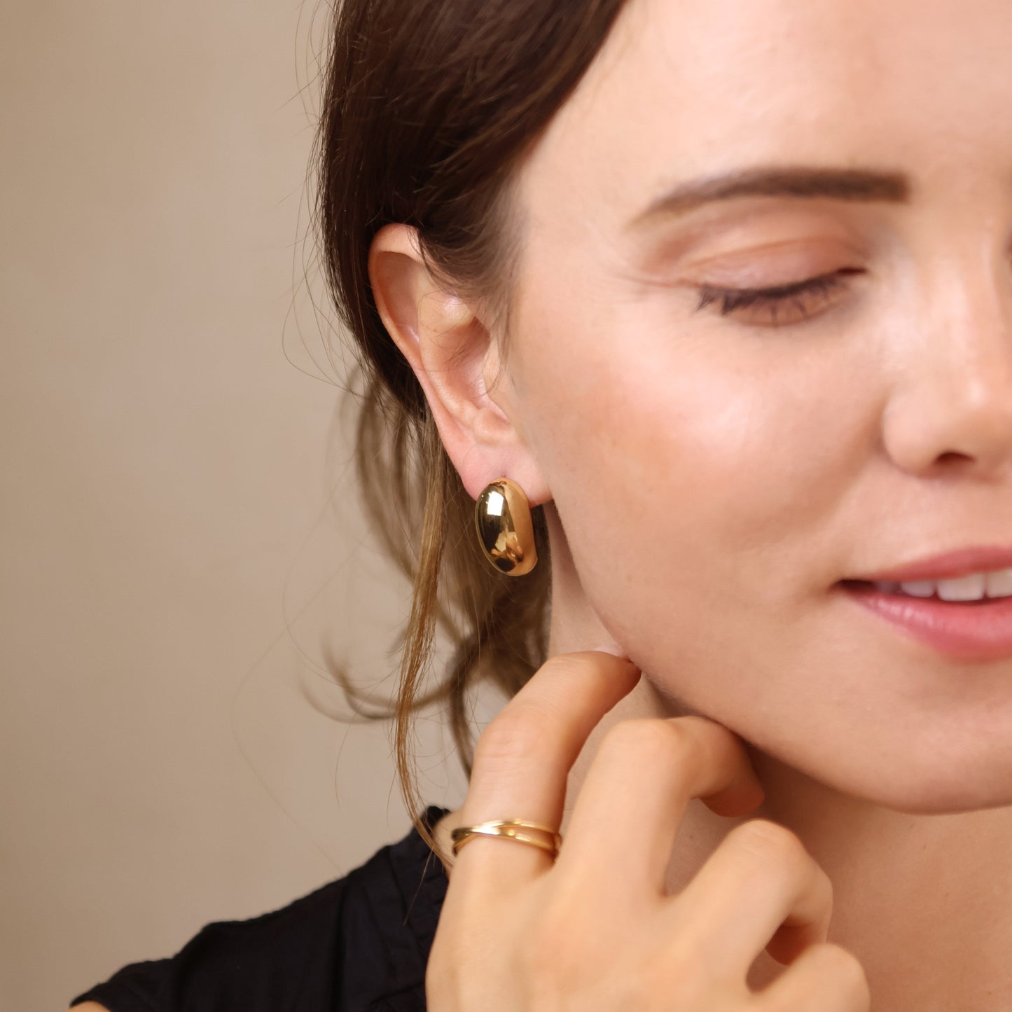 Dome Earrings for Women - Medium Size Statement Hoops | Hypoallergenic Daily Wear Jewelry