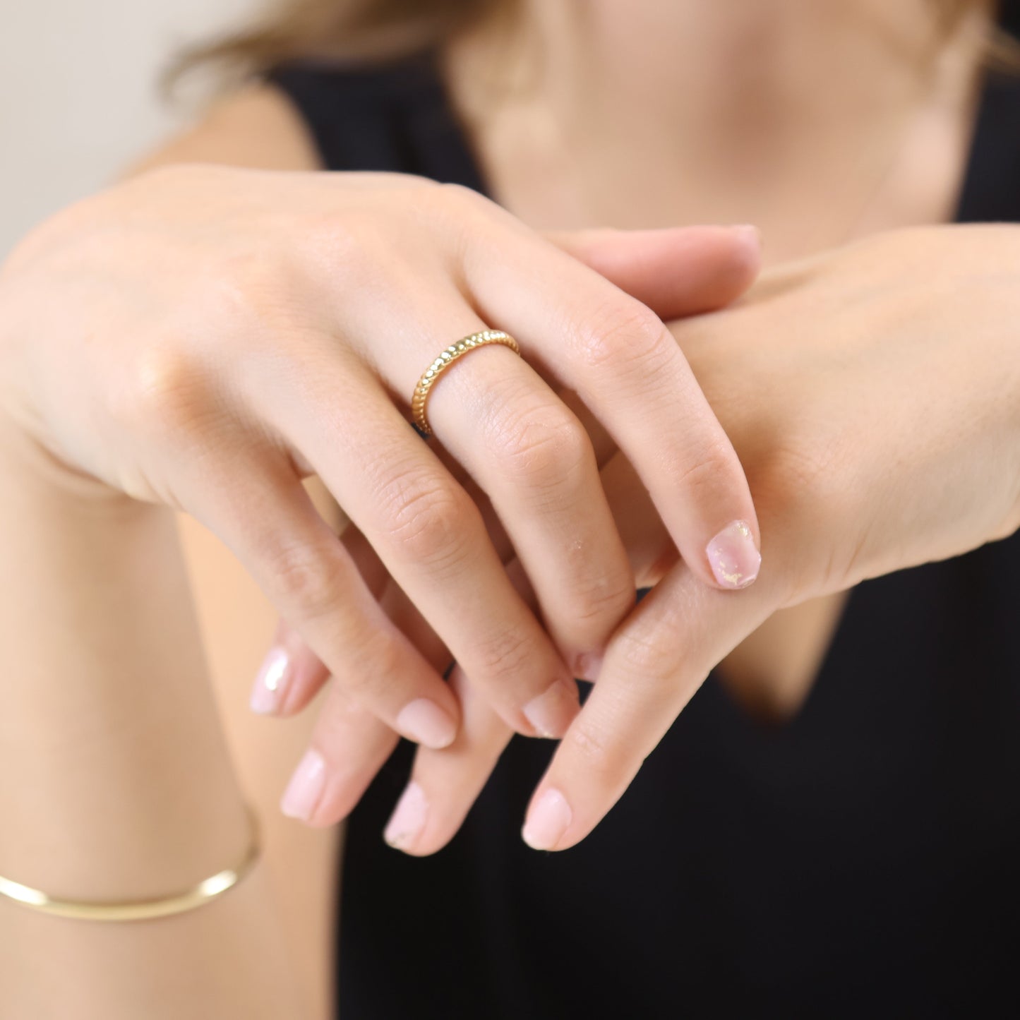 Twisted Band Ring - Dainty Rope Pattern Stackable Ring for Women | Minimalist Wedding Band