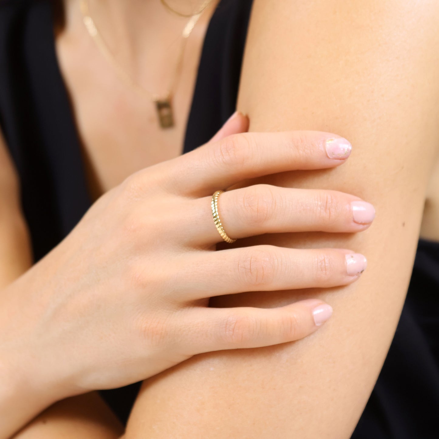 Twisted Band Ring - Dainty Rope Pattern Stackable Ring for Women | Minimalist Wedding Band