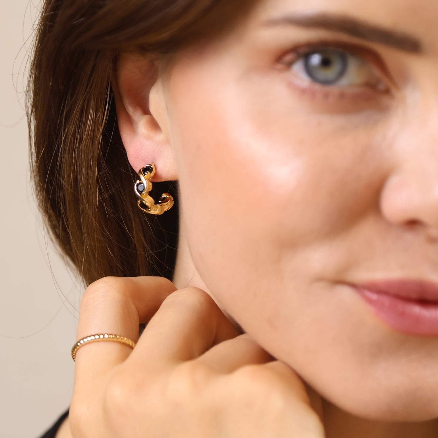 18k Gold Filled Colored CZ Infinity C-Hoop Earrings