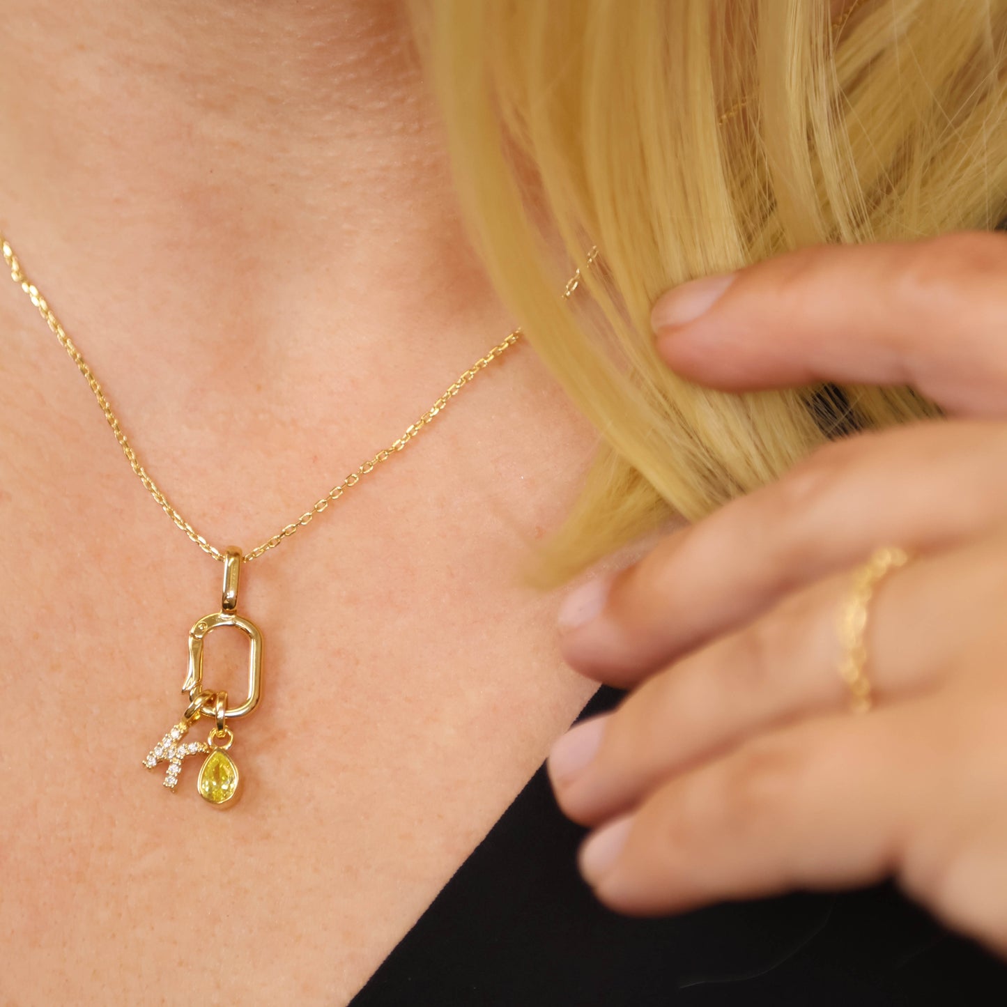 18k Gold Filled Colored CZ Drop Charm