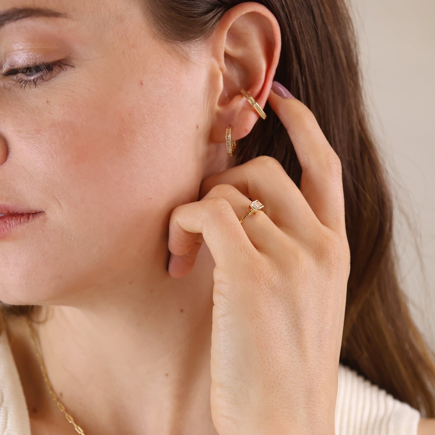 18k Gold Filled Quadratini Ear Cuff