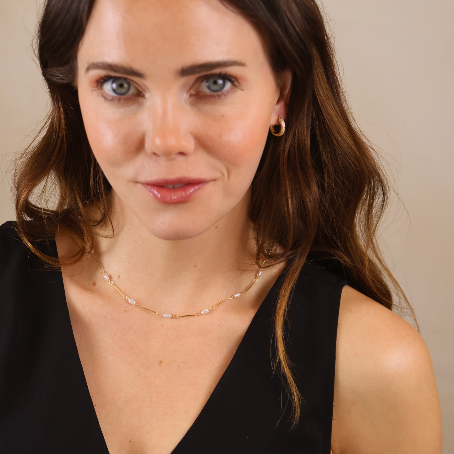 18K Gold Filled Pearl Bead & Straw Necklace