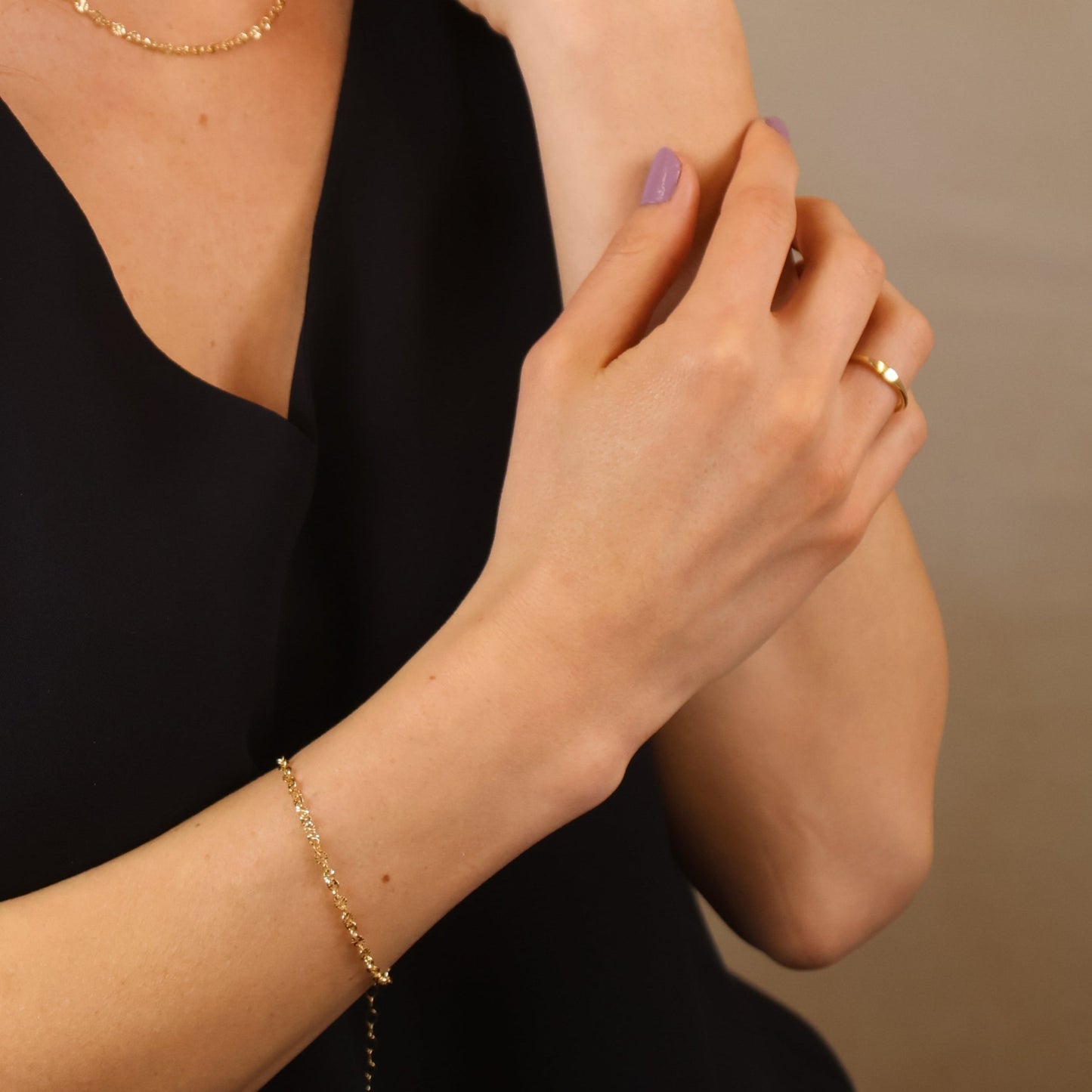 18k Gold Filled Diamond Cut Mirror Chain Bracelet