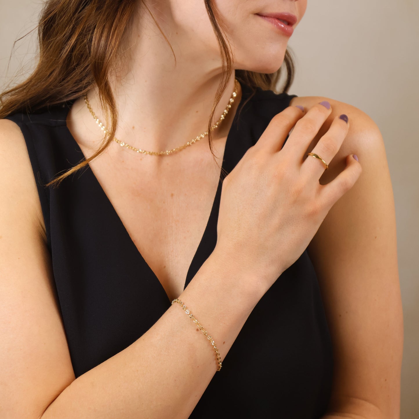 18k Gold Filled Diamond Cut Mirror Chain Bracelet