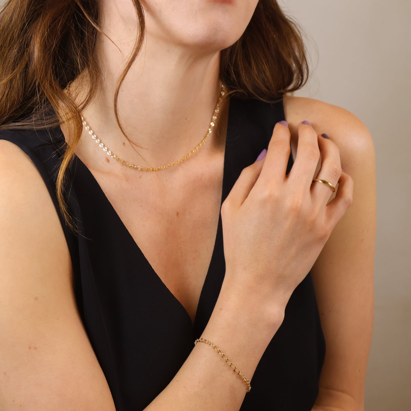 18k Gold Filled Diamond Cut Mirror Chain Bracelet