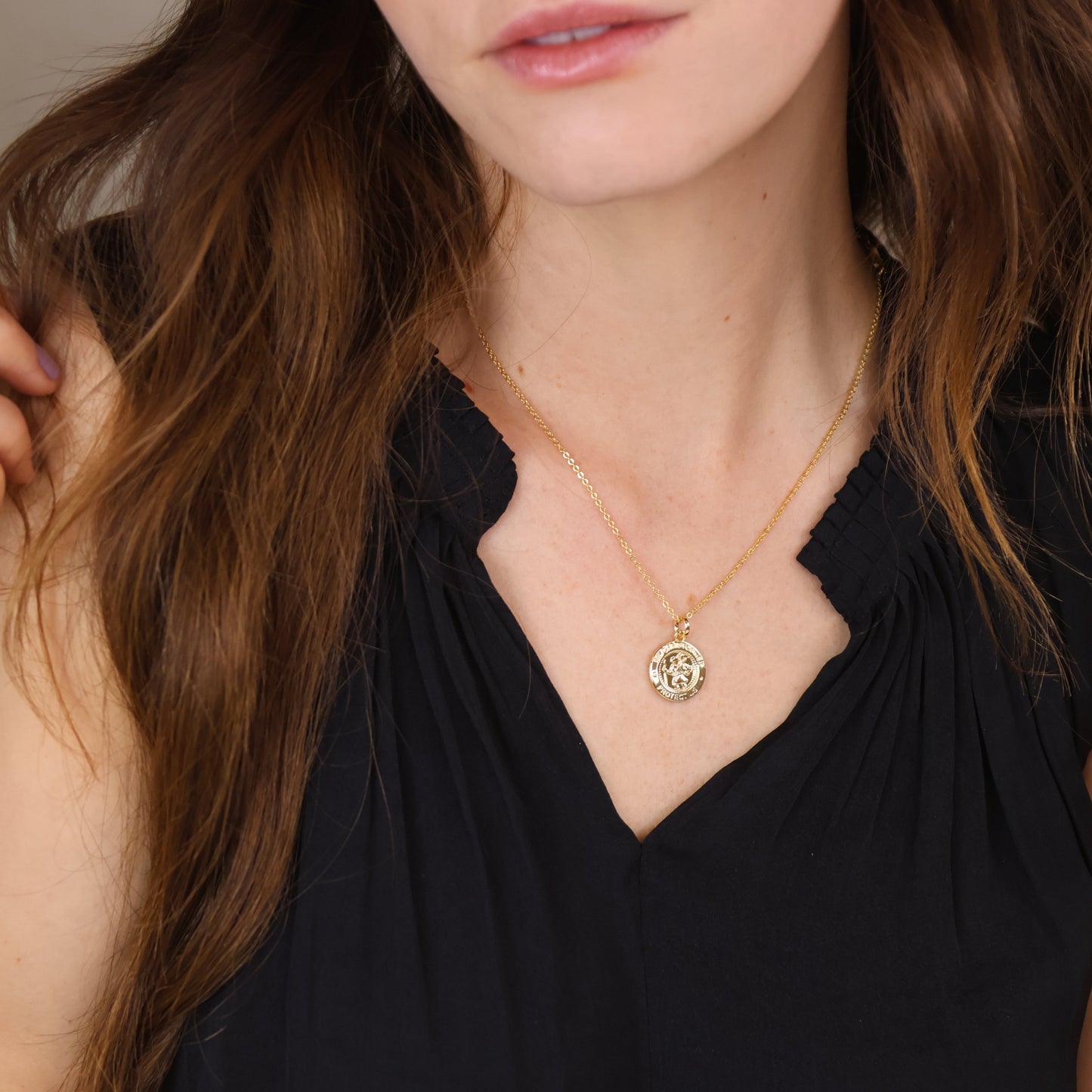 18k Gold Filled Saint Christopher Medal Pendant