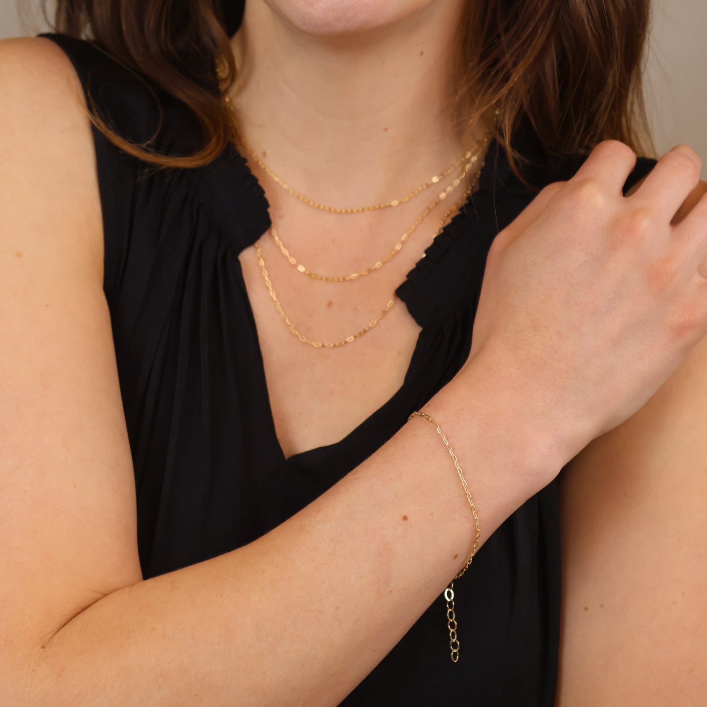 18k Gold Filled Mini Diamond Cut Paperclip Chain Bracelet