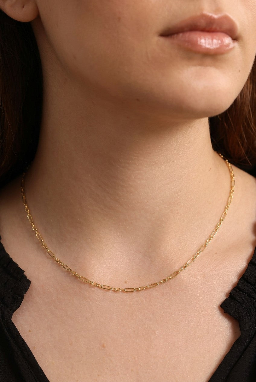 ✨ 18k Gold Filled 2.1mm 3x1 Paperclip Necklace — The Pattern, Refined. The Look, Elevated.