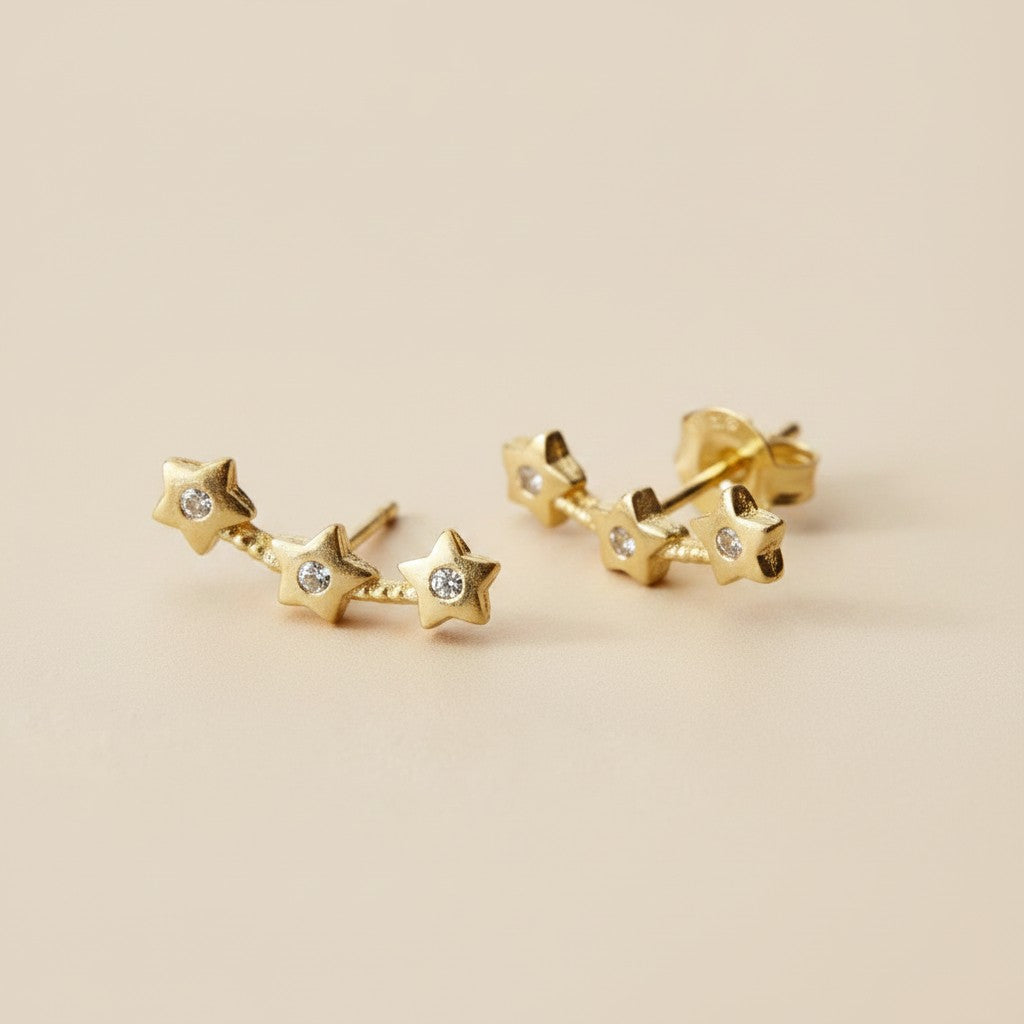 18k Gold Filled Star Ear Climber Earrings | Shine Like a Constellation