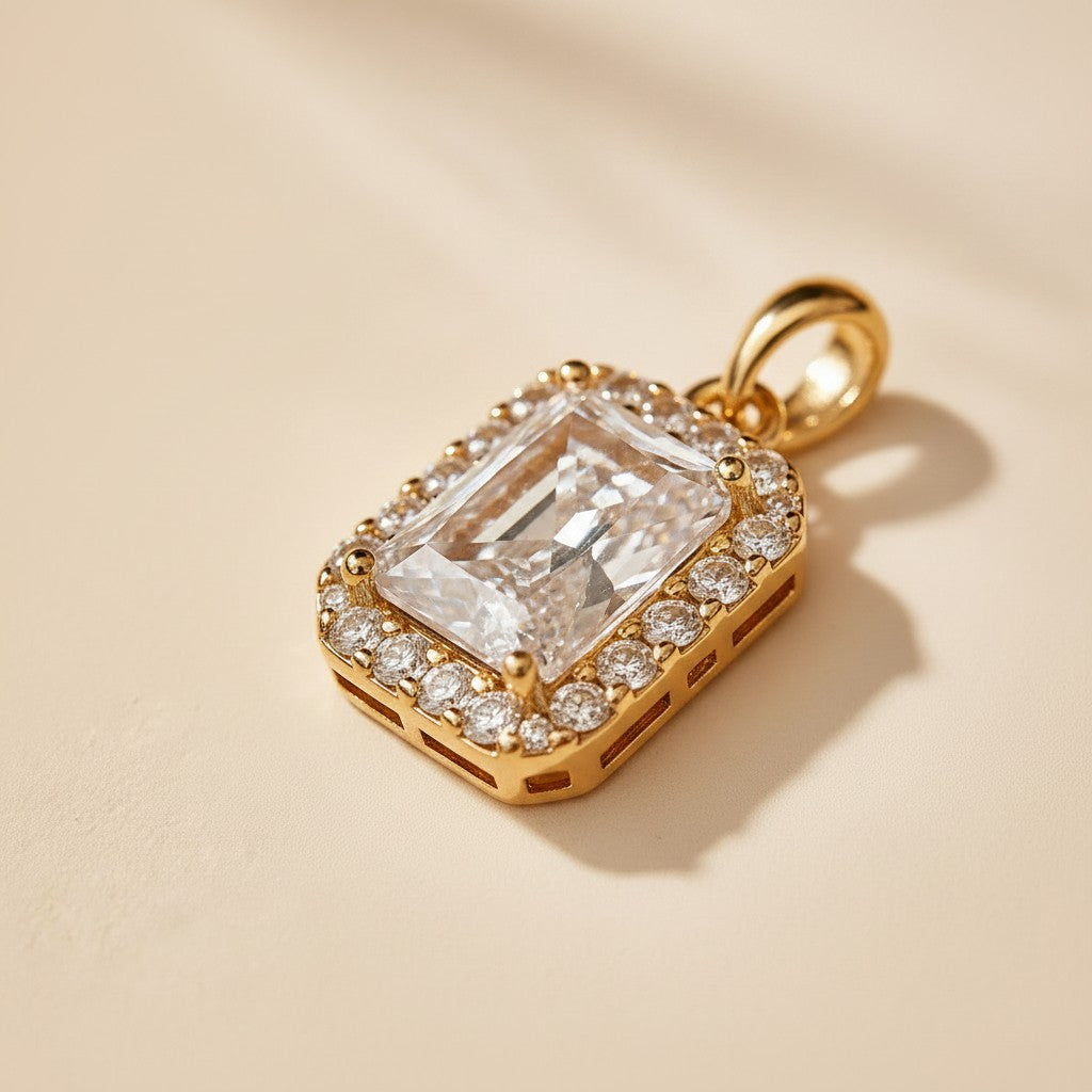 18k Gold Filled Cushion-Cut CZ Solitaire Pendant | Fire, Life & Brilliance