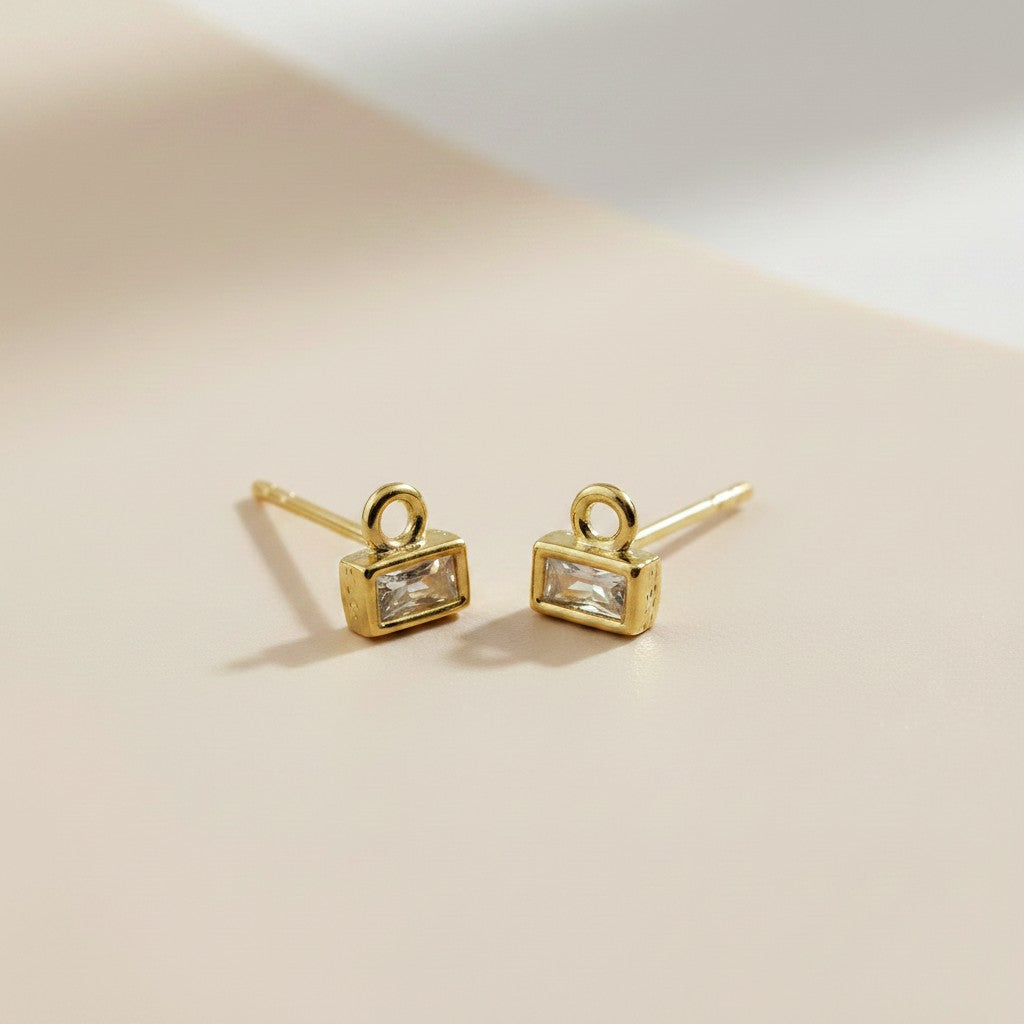 🔗 18k Gold Filled Jump Ring Stud Earrings — Your Charm. Your Design. Your Ear.