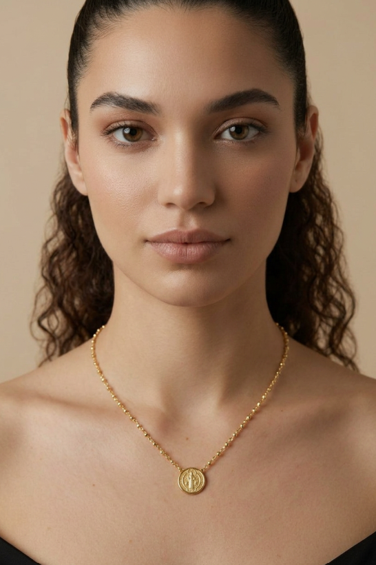 18k Gold Filled Beaded Saint Benedict Necklace