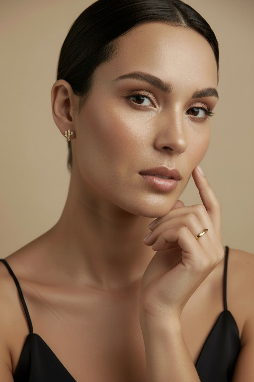 🌵 18k Gold Filled Cactus CZ Stud Earrings — Spines Made of Light. Desert Charm, Worn Daily.