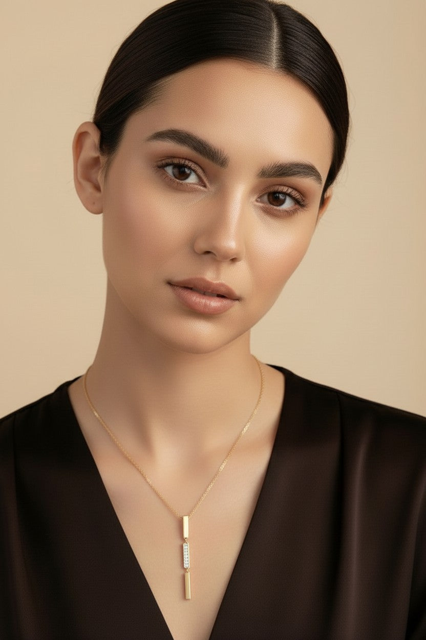 18k Gold Filled Triple Bar Drop Necklace