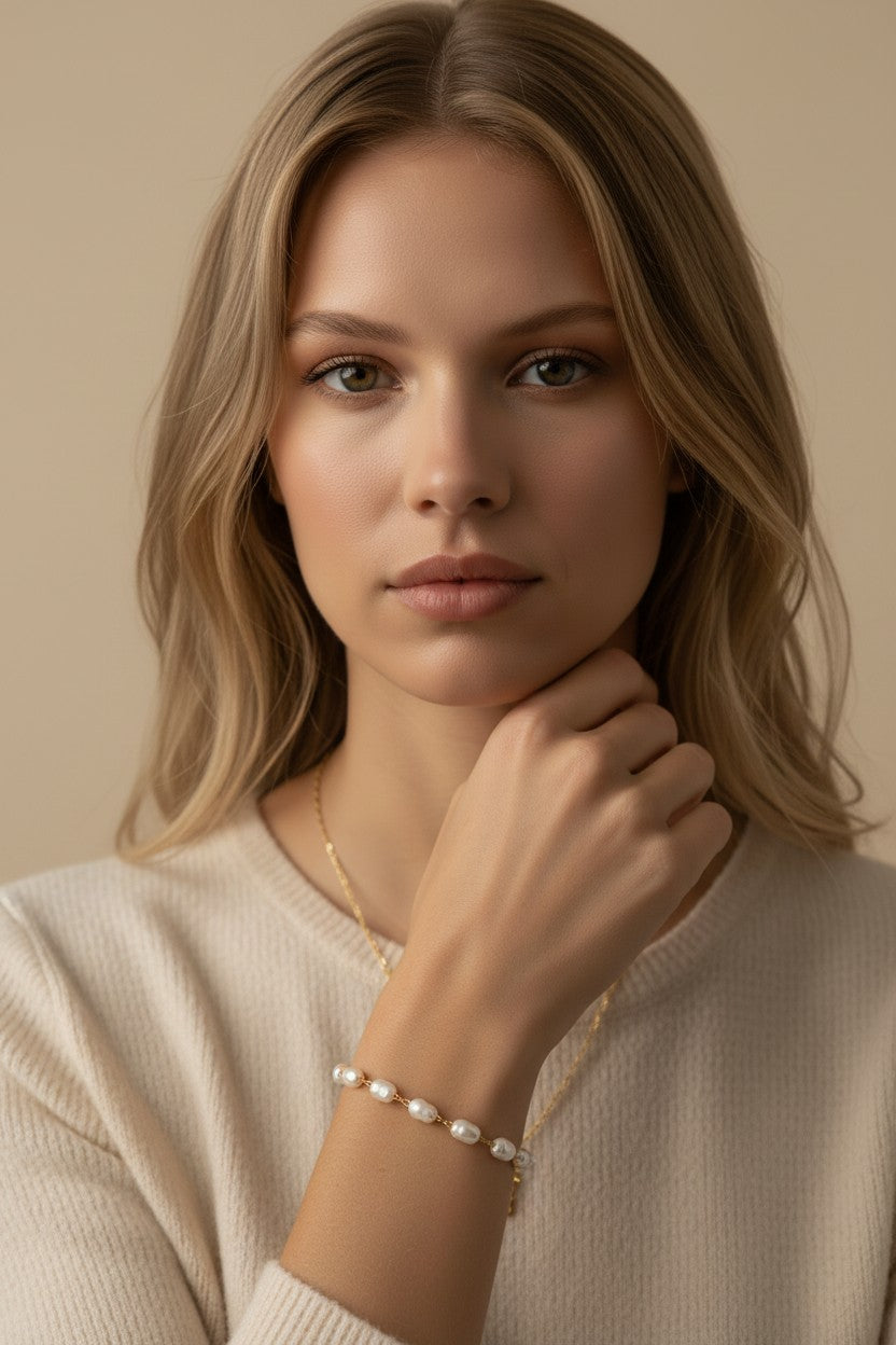 🤍 18k Gold Filled Baroque Pearl Bracelet — Each Pearl Its Own Moment. The Wrist, Considered